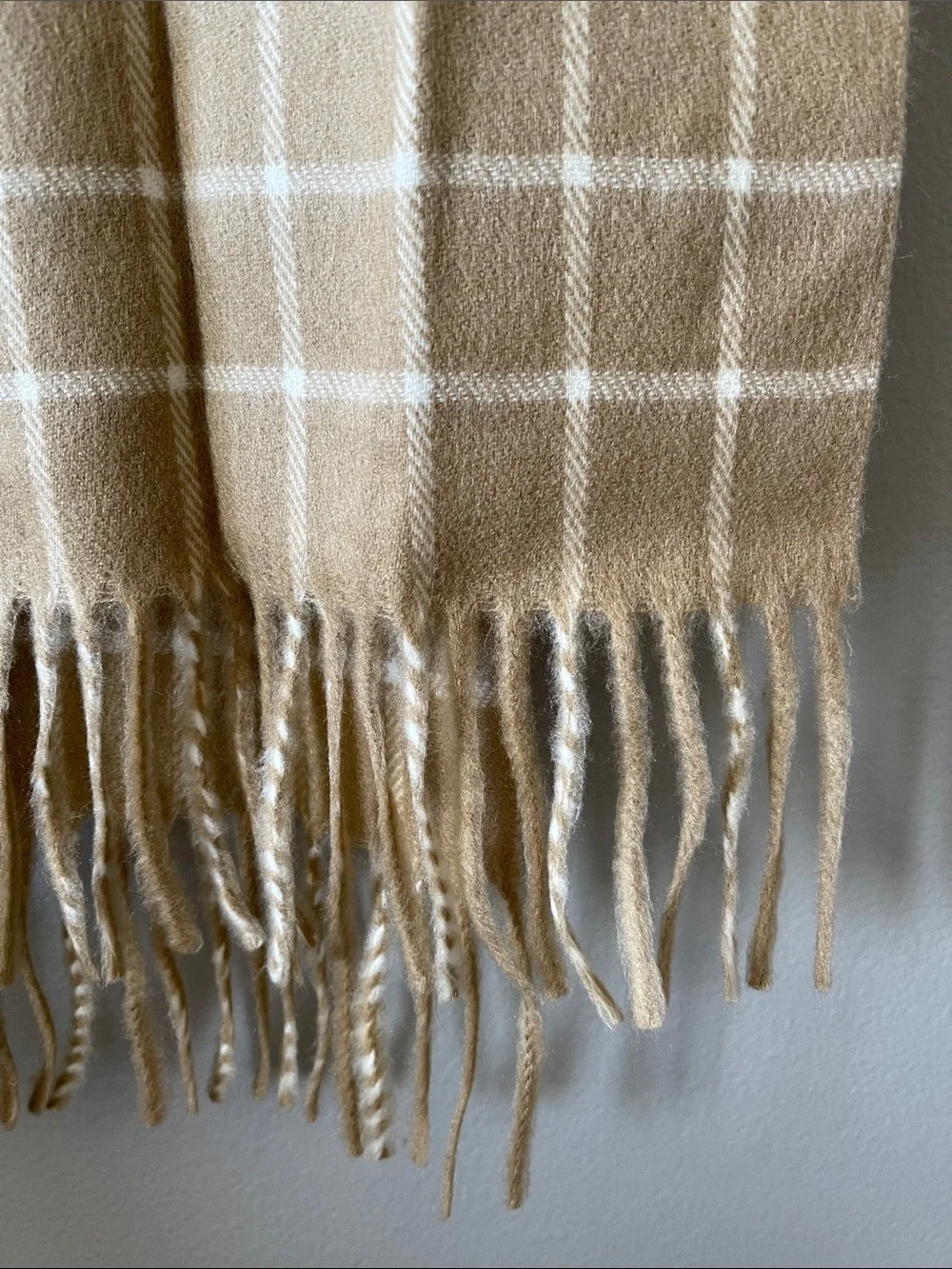 Dior Beige and White Windowpane Scarf vintage Japan